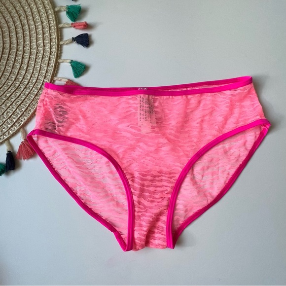 Victoria's Secret VTG Extra Low Rise Mesh Hiphugger Panty Pink Zebra Stripe Smal - Picture 1 of 4